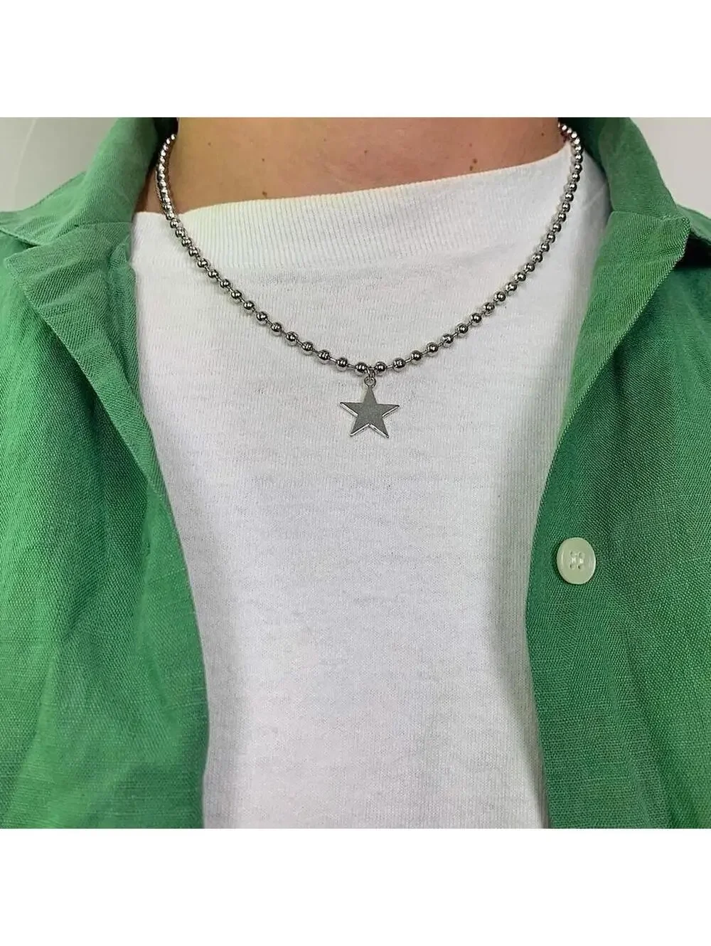Steel Star Pendant y2k Cyber style choker necklace. Men’s women’s unisex. 17.5
